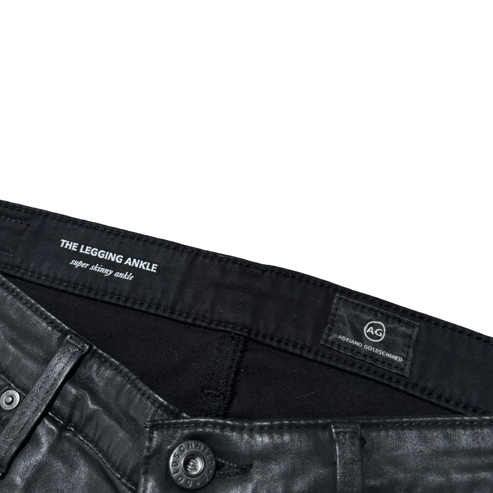 AG Jeans Leatherette Legging Ankle Black Coated Super Skinny Size 27R 27x29 - Picture 5 of 6